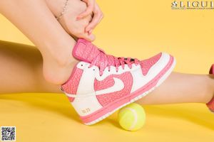 【丽柜LiGui】モデルユナ「バスケットボールガールバドミントンシリーズ」美しい脚と翡翠の足写真写真